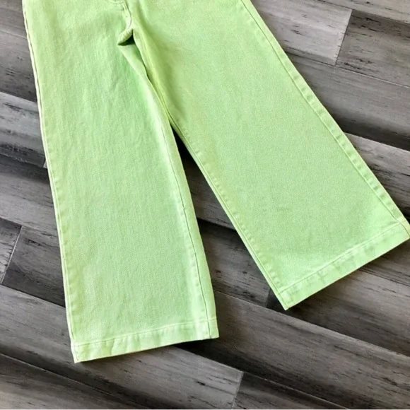 Urban Outfitters ‘Lena’ High Rise Wide Leg Pants in Lime - Picture 4 of 10